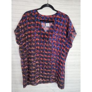 CAbi Multicolor Abstract Blouse